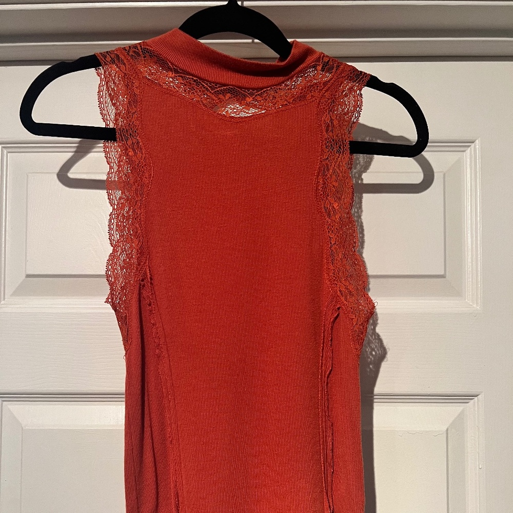 Burnt orange lace-back top